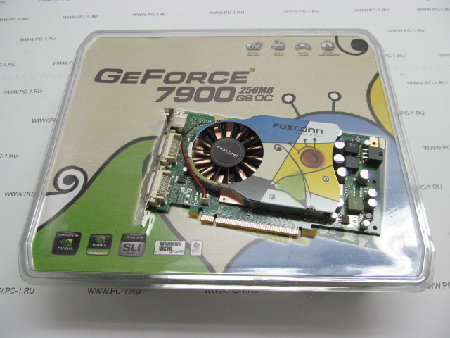 Видеокарта PCI-E Foxconn GeForce 7900 GS OC /256Mb /DDR3 /256bit /Dual-DVI /TV-Out /Питание 6pin /RTL /НОВАЯ