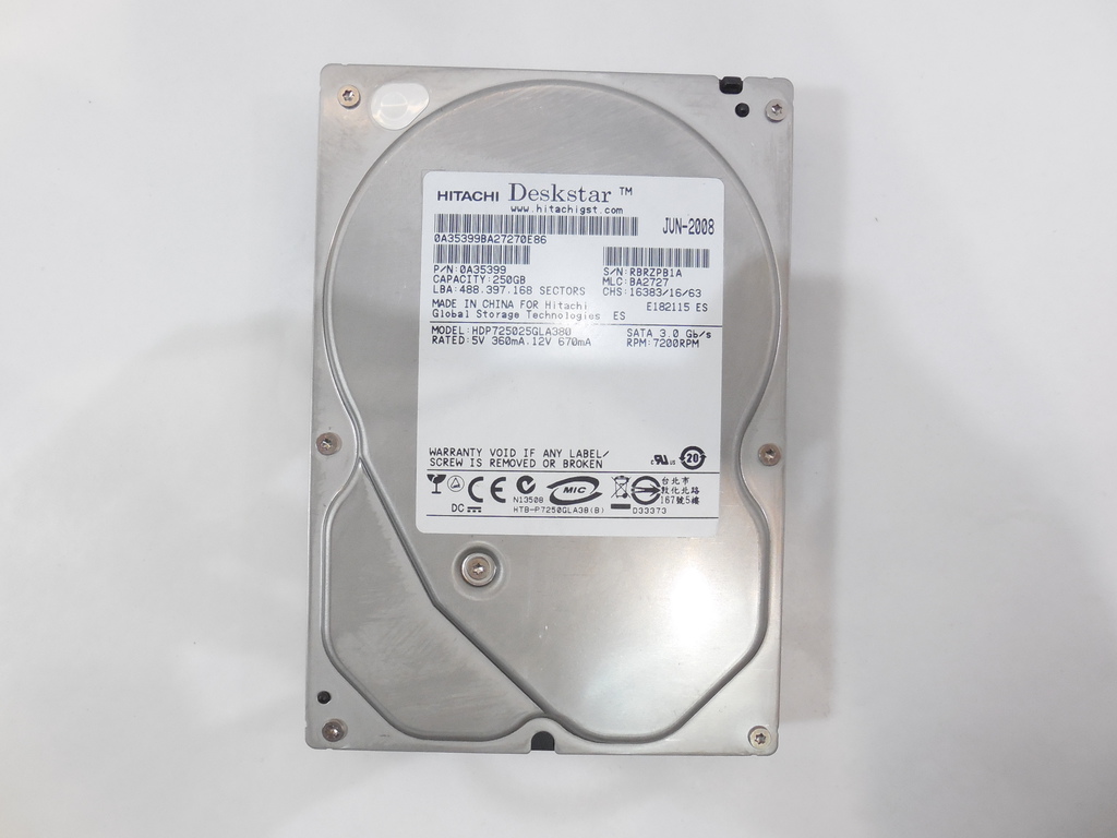 Жесткий диск 3.5 HDD SATA 250Gb Hitachi  - Pic n 279086