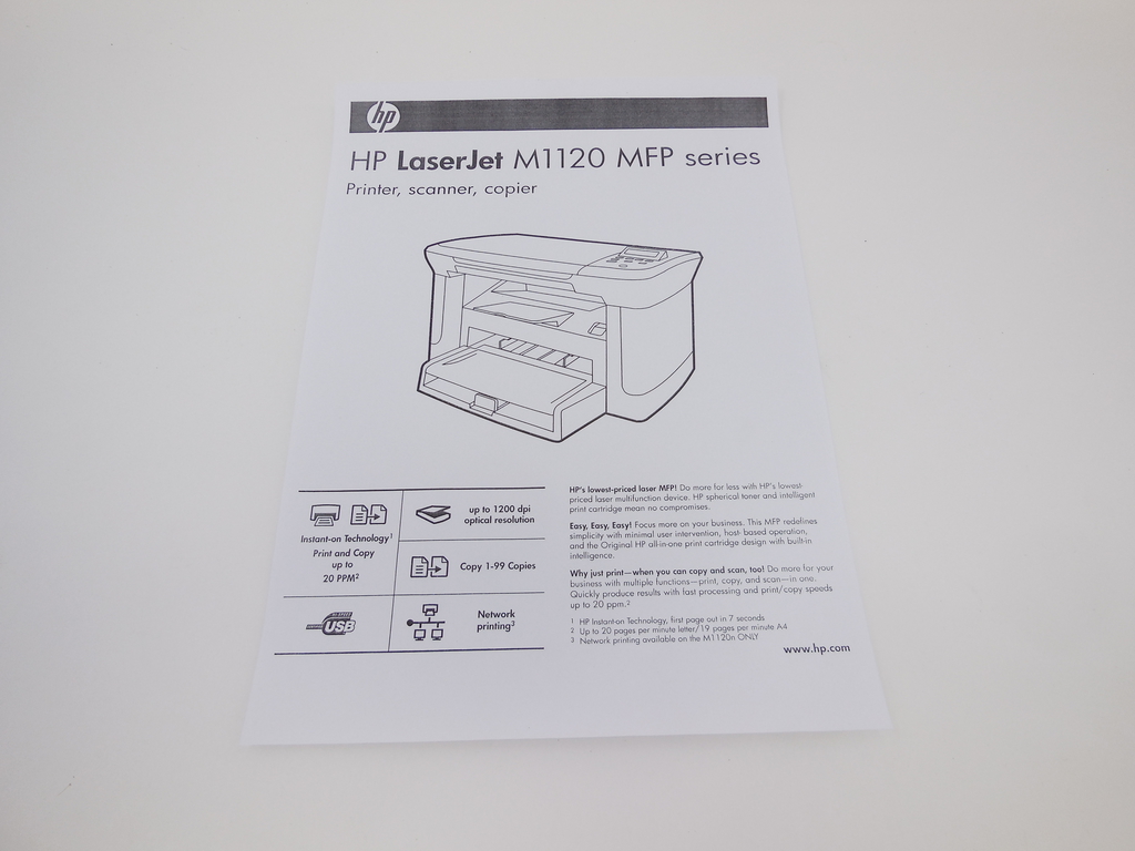 МФУ лазерное HP LaserJet M1120, ч/б, A4 - Pic n 268436