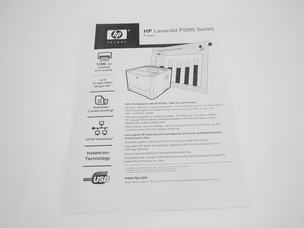 Принтер лазерный HP LaserJet P2015DN Остаток тонера 59%, Пробег: 95.686 стр. - Pic n 308807