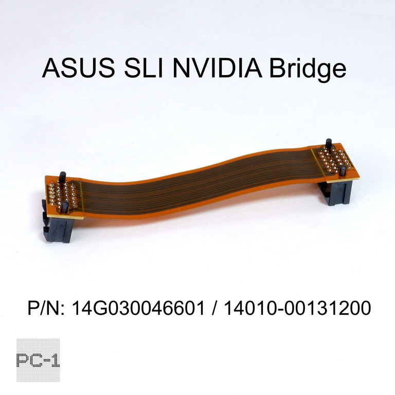 8см. Шлейф объединения видеокарт SLI гибкий Мост ASUS NVIDIA Bridge 26pin. Золотистый. - Pic n 42334