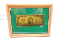 Сувенирная рамка Золотое клише купюры 2 доллара  - Pic n 268719