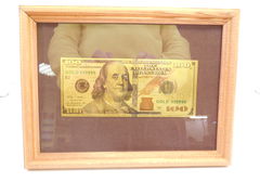 Сувенирная рамка Золотое клише купюры 100 долларов - Pic n 268725