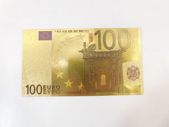 Сувенирное золотое клише банкноты 100 Евро