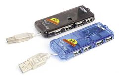 USB-хаб Pocket Size USB 4 порта синий прозрачный