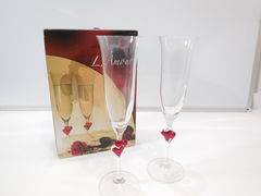  2 бокала для шампанского Amour (красные сердца)