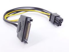 15см. Переходник дополнительного питания для видеокарт PCI-E 6-pin Male на SATA штекер Male, подключается к блоку питания ПК