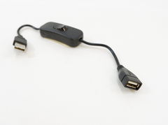 30cm USB кабель с выключателем для светодиодного светильника, вентилятора охлаждения, светодиодных лент, Raspberry Pi. Не передает данные! Черный.