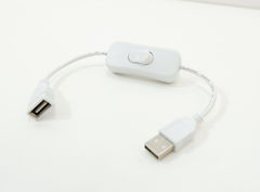 30cm USB кабель с выключателем для светодиодного светильника, вентилятора охлаждения, светодиодных лент, Raspberry Pi. Не передает данные! Белый