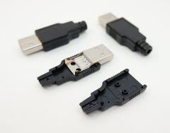 Сборный разъём USB2.0 typeA папа для монтажа