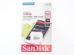 Карта памяти microSDXC SanDisk SDSQUNR-064G-GN3MN 64 Гб класс 10 Ultra UHS-I 100 Мб-с