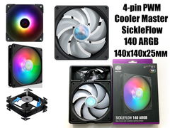 Original 140x140x25мм Вентилятор с LED подсветкой для корпуса ПК Cooler Master SickleFlow 140 ARGB 1400 об/мин, 4-pin PWM, 27дБа, MFX-B4DN-14NPA-R1