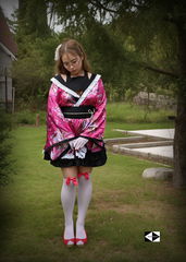 18+ Японское Аниме кимоно Waifu с юбкой Юката. Цвет цветущая сакура. Универсальный размер S/XL (44-52)