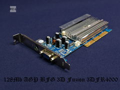 128MB Видеокарта AGP BFG 3D Fuzion 3DFR4000 GeForce MX4000 64-bit DDR AGP 4X/8X Video Card Пассивное охлаждение