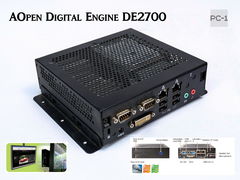 Мини ПК AOpen Digital Engine DE2700, Intel Atom N270 (1.60GHz), DDR2 2Gb, HDD 250Gb, Интерфейсы: 2xCOM, DVI-I, 4xUSB 2.0, 2xLAN, Sound, Mic. Windows 7