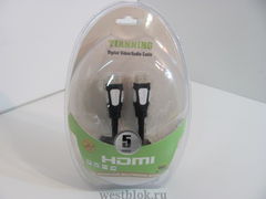 Кабель HDMI-HDMI Tianning TTE-HD 013 28AWG / длина 5м, позолоченные контакты, цвет черный, в блистере
