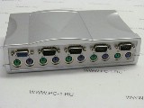 KVM Переключатель MPC1-41PNP электронный 4-х портовый, PS/2 /1 пользователь на 4 PC /Разъемы для подключения компьютеров HD-15Mx4, MD-6Fx8 /Разъемы для подключения консоли HD-15Fx1, MD-6Fx2 /Максималь